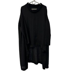 Gershon Bram Lagenlook Tunic Top Size S Black Oversized Hi-Low Art To Wear